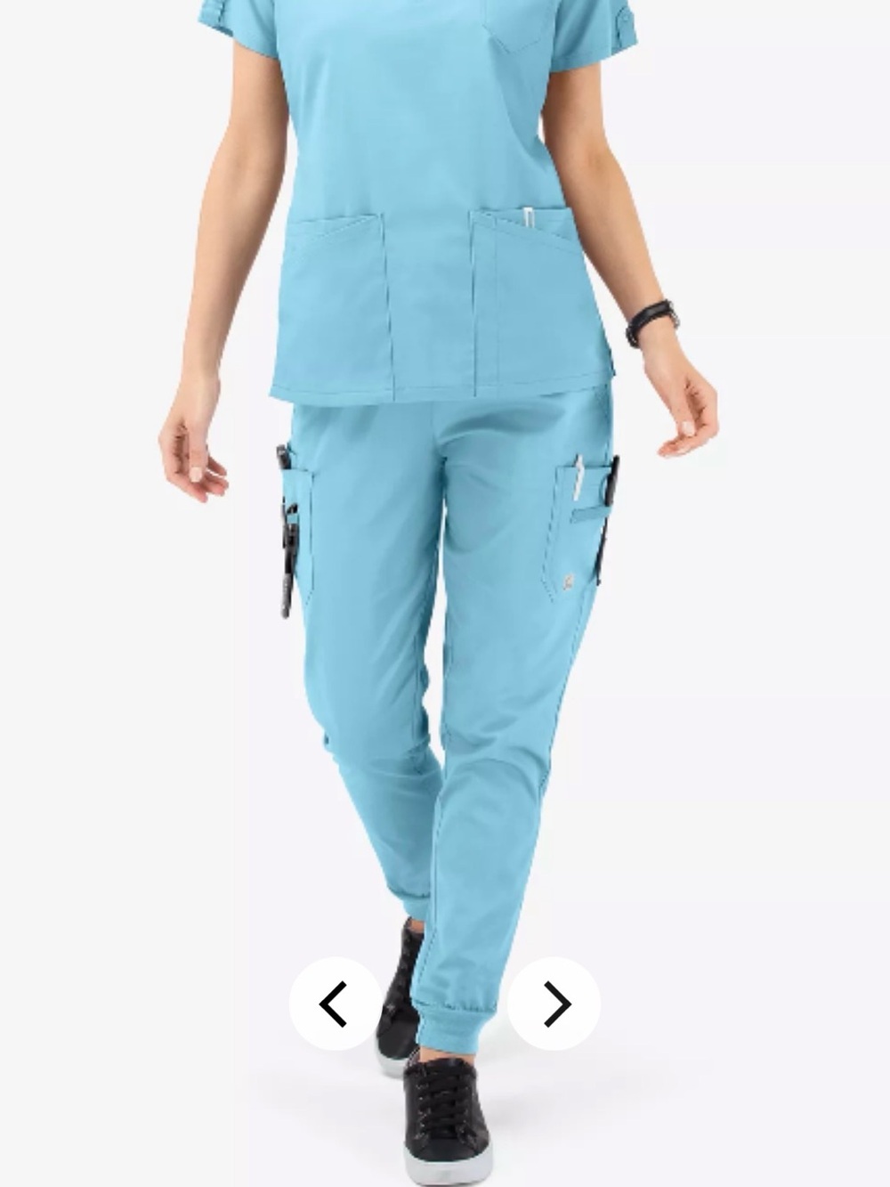 Butter Soft Stretch Light Blue Scrub Jogger Bottoms size Medium Petite